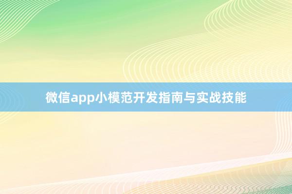 微信app小模范开发指南与实战技能