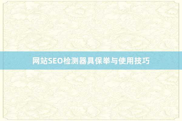 网站SEO检测器具保举与使用技巧